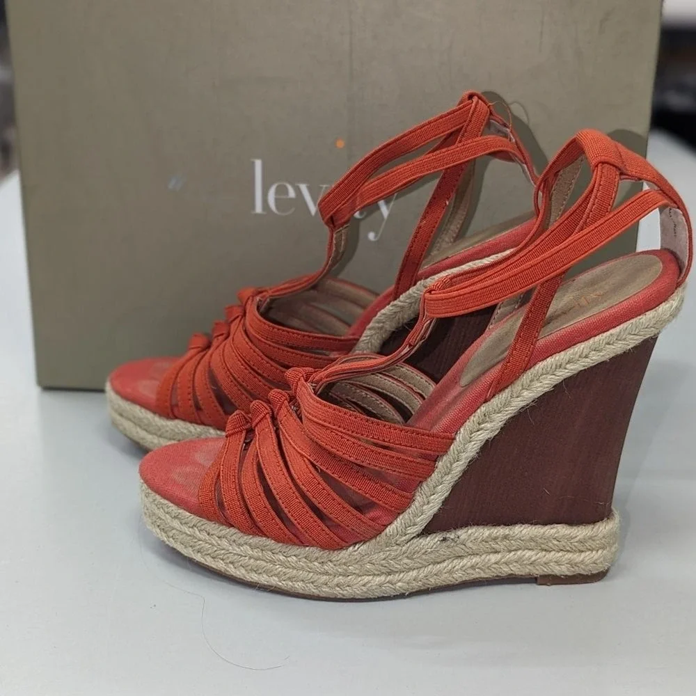 Boho Coastal Y2K‎ Resort Chich Orange Izzy Espadrille Wedge Sandals Levity 7M